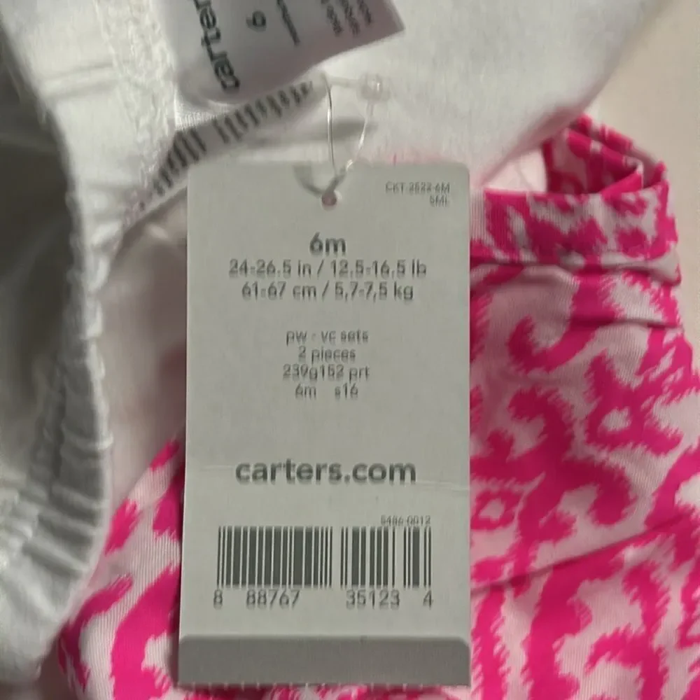 Carter’s Baby Girl Pink White Tunic Leggings Set NWT 6M